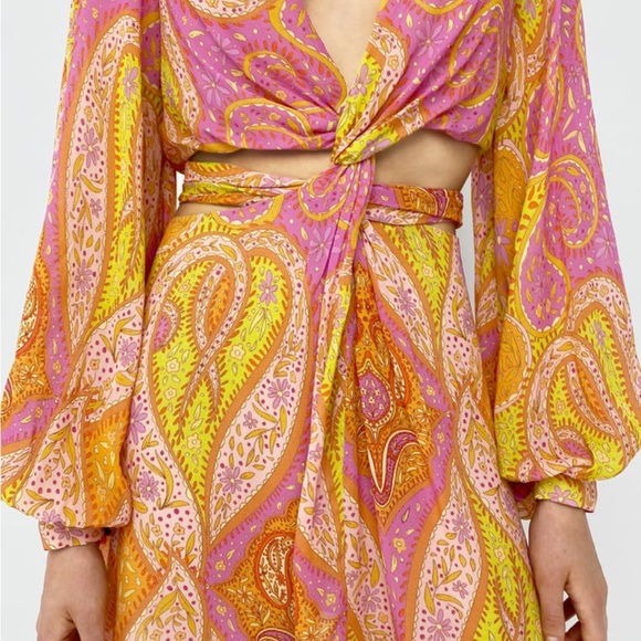 COPY - ZARA WOMAN NWT $119 SS22 MULTICOLORED CUT OUT PRINTED DRESS MEDIUM - Picture 9 of 16